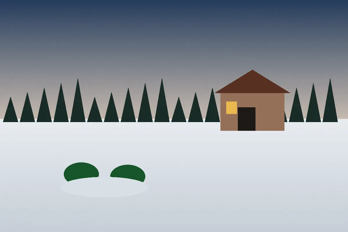 Winter yard typical of Hay Lakes properties on private sewage